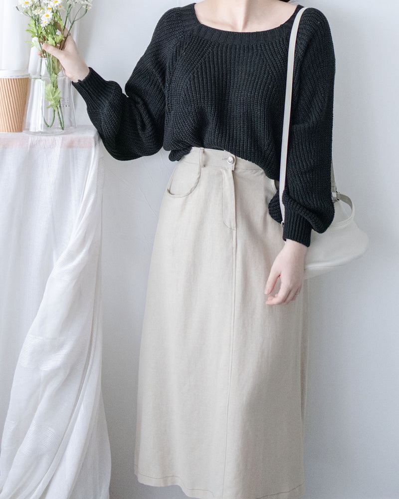 Square collar Top  方領百搭織紋防毛針織上衣/ KT8187 (pre-order green/ivory 11月24截單)