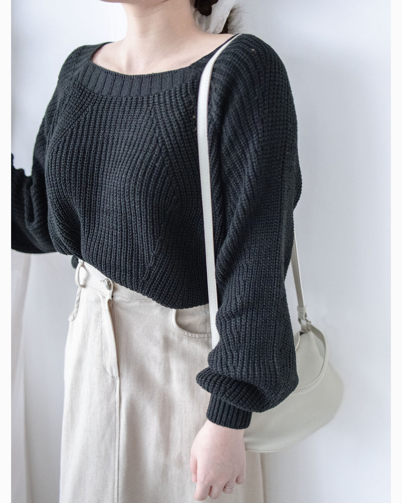 Square collar Top  方領百搭織紋防毛針織上衣/ KT8187 (pre-order green/ivory 11月24截單)