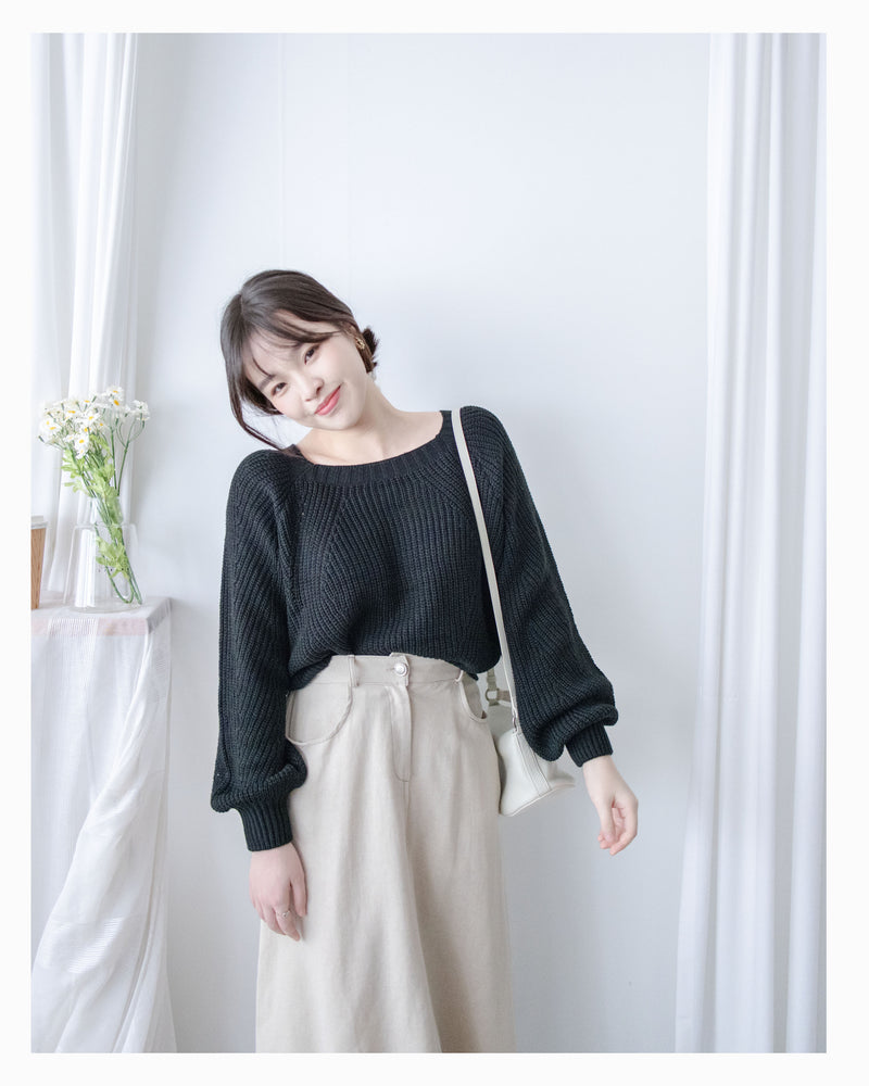 Square collar Top  方領百搭織紋防毛針織上衣/ KT8187 (pre-order green/ivory 11月24截單)