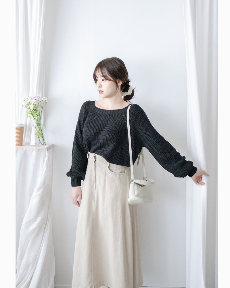 Square collar Top  方領百搭織紋防毛針織上衣/ KT8187 (pre-order green/ivory 11月24截單)