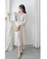 （售完即止！）Colour Dot knit 翻領V形領口彩點針織/ TP9195 (navy/ lavender售完）