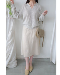 （售完即止！）Colour Dot knit 翻領V形領口彩點針織/ TP9195 (navy/ lavender售完）