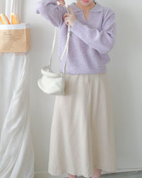 （售完即止！）Colour Dot knit 翻領V形領口彩點針織/ TP9195 (navy/ lavender售完）