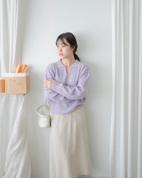 （售完即止！）Colour Dot knit 翻領V形領口彩點針織/ TP9195 (navy/ lavender售完）