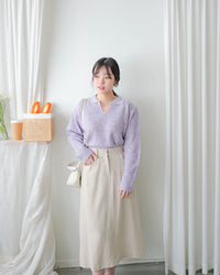 （售完即止！）Colour Dot knit 翻領V形領口彩點針織/ TP9195 (navy/ lavender售完）