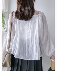 Chiffon Blouse 方領不規則衣身飄逸上衣/ BU9124