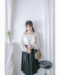 Chiffon Blouse 方領不規則衣身飄逸上衣/ BU9124