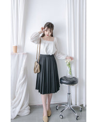 Chiffon Blouse 方領不規則衣身飄逸上衣/ BU9124