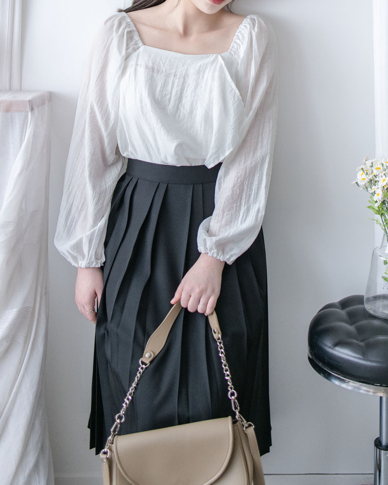 Chiffon Blouse 方領不規則衣身飄逸上衣/ BU9124