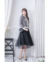 COCO Dress 優雅千鳥格紋黑色紗裙假兩件連身裙/ DS1033