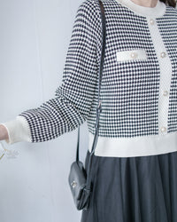 COCO Dress 優雅千鳥格紋黑色紗裙假兩件連身裙/ DS1033