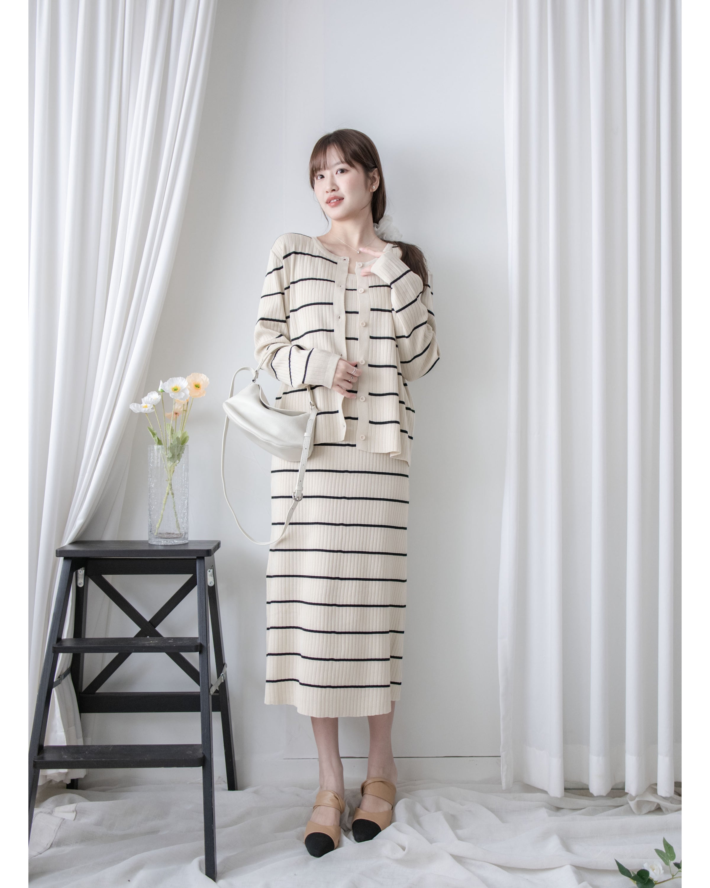 Stripe Set 直身顯瘦連外套條紋套裝 / SE8098