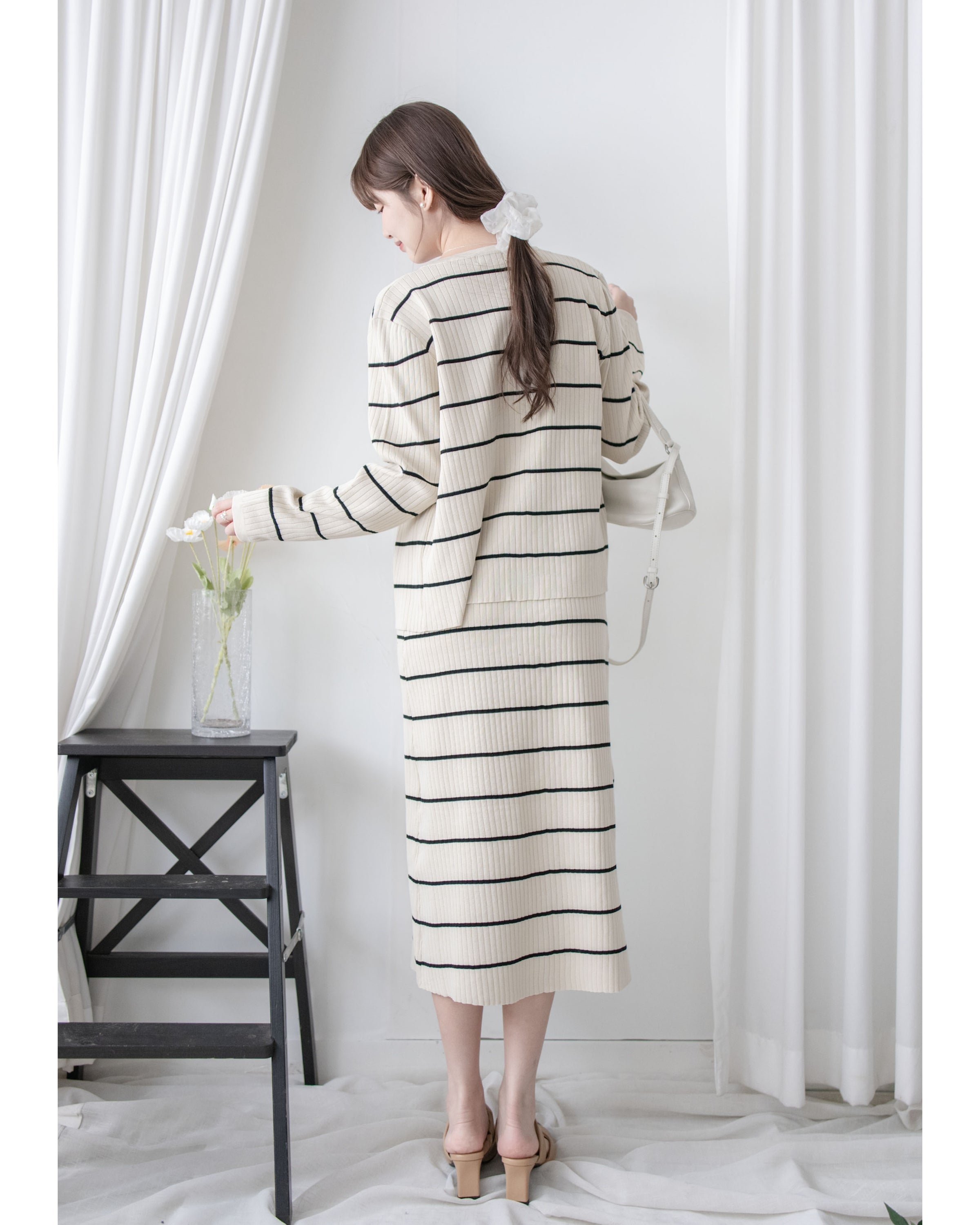 Stripe Set 直身顯瘦連外套條紋套裝 / SE8098