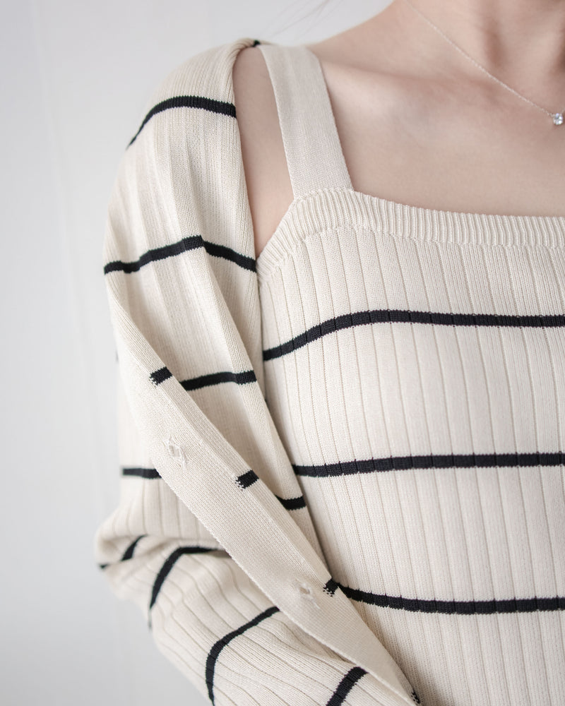 Stripe Set 直身顯瘦連外套條紋套裝 / SE8098