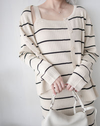 Stripe Set 直身顯瘦連外套條紋套裝 / SE8098