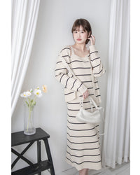 Stripe Set 直身顯瘦連外套條紋套裝 / SE8098