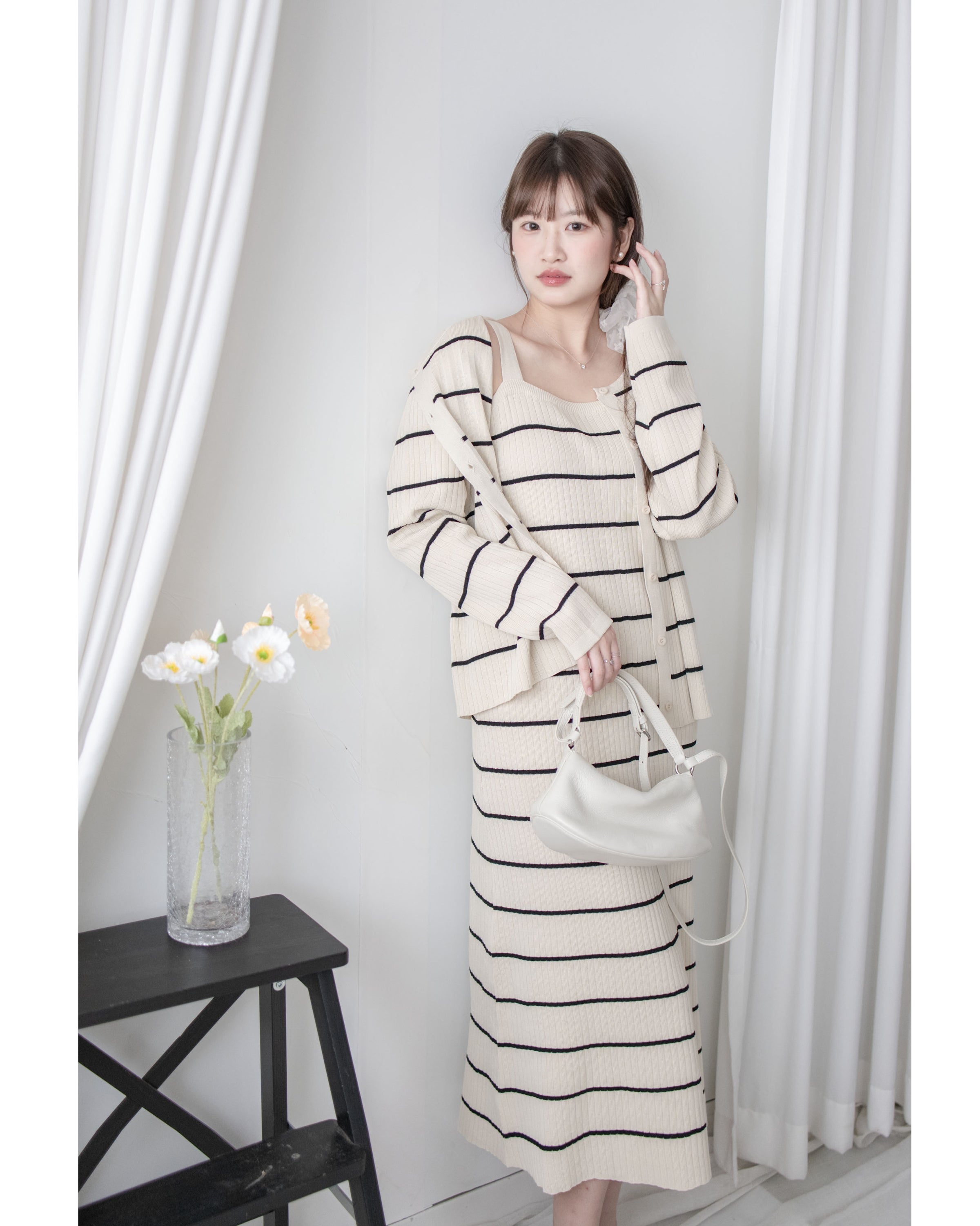 Stripe Set 直身顯瘦連外套條紋套裝 / SE8098