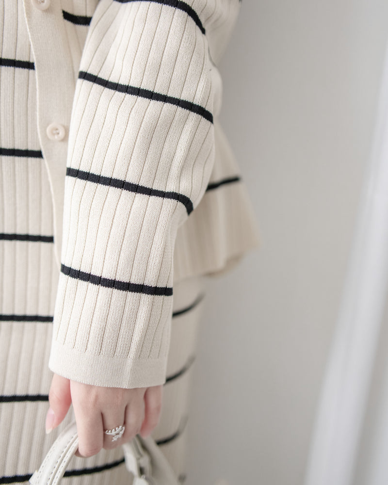 Stripe Set 直身顯瘦連外套條紋套裝 / SE8098