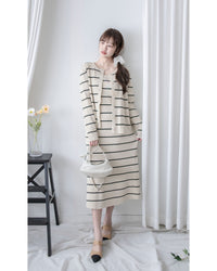 Stripe Set 直身顯瘦連外套條紋套裝 / SE8098