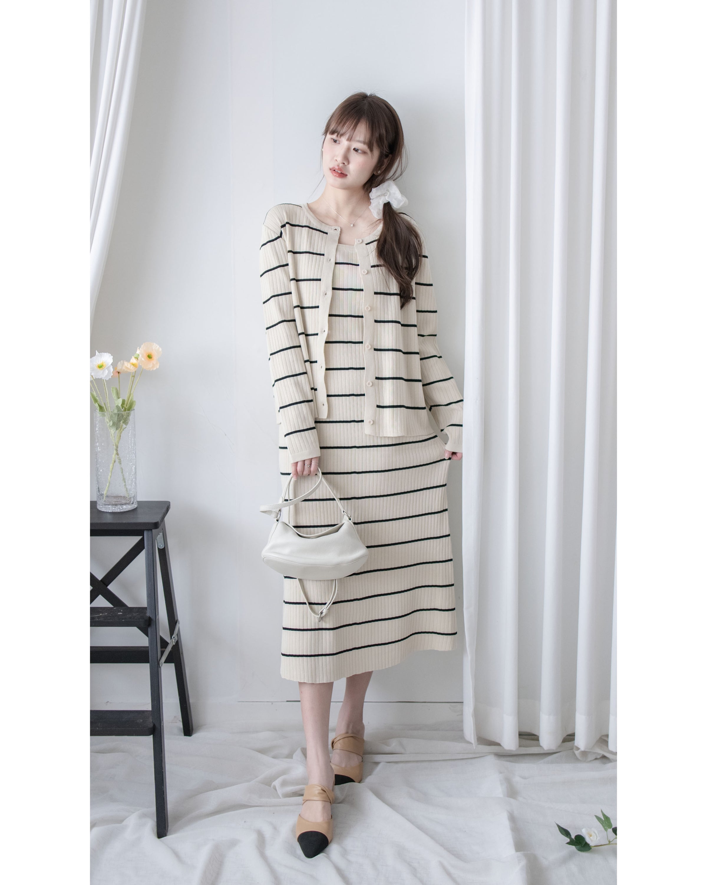 Stripe Set 直身顯瘦連外套條紋套裝 / SE8098