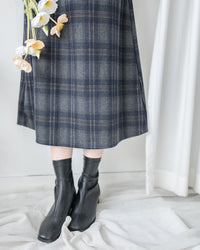 Check Set 後交叉帶吊帶格紋連身裙 （一Set兩件）/SE8096