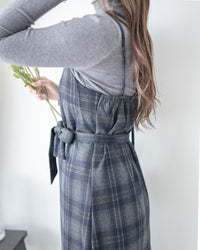 Check Set 後交叉帶吊帶格紋連身裙 （一Set兩件）/SE8096