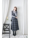 Check Set 後交叉帶吊帶格紋連身裙 （一Set兩件）/SE8096