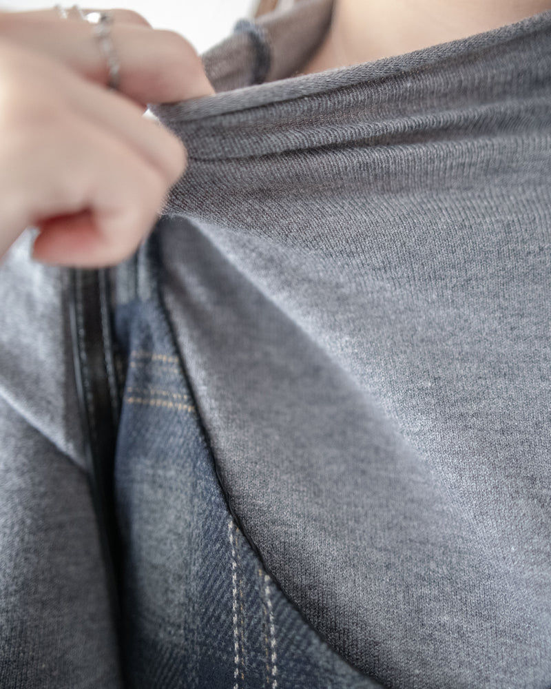 Check Set 後交叉帶吊帶格紋連身裙 （一Set兩件）/SE8096