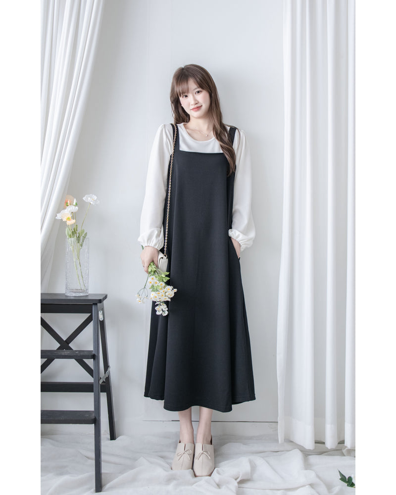 Square Neck Vest Dress 隨性輕優雅平領口吊帶裙/ DS1030