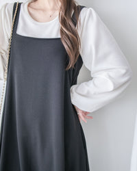 Square Neck Vest Dress 隨性輕優雅平領口吊帶裙/ DS1030