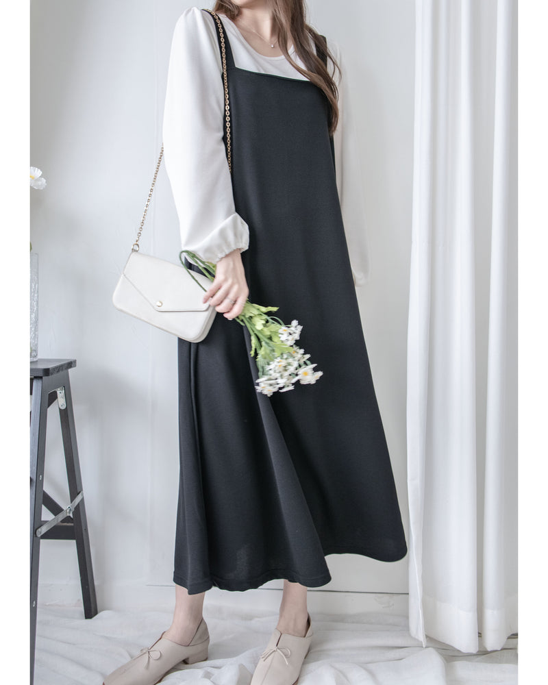 Square Neck Vest Dress 隨性輕優雅平領口吊帶裙/ DS1030