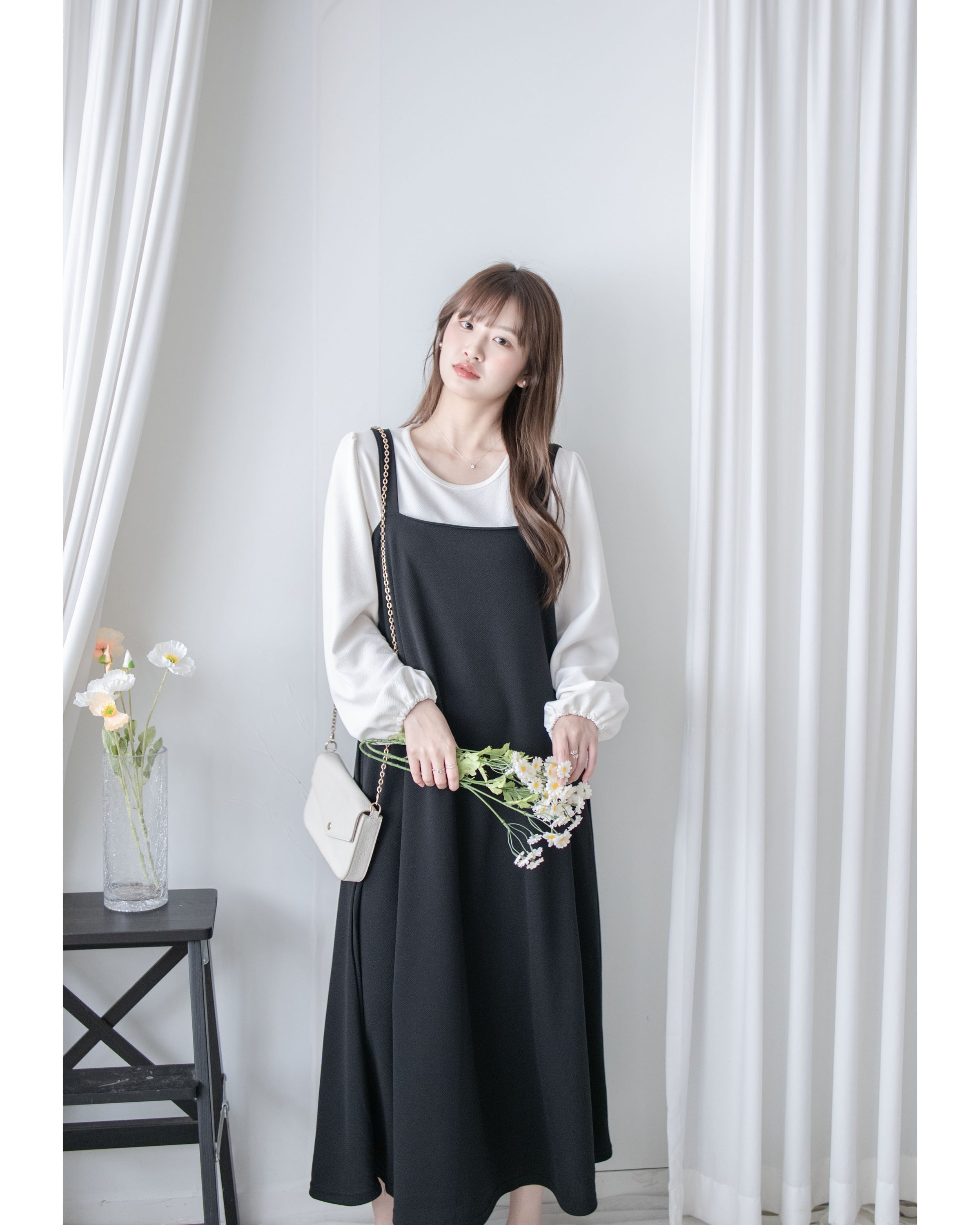 Square Neck Vest Dress 隨性輕優雅平領口吊帶裙/ DS1030