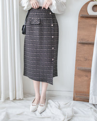 Checked Skirt 彈性A字立體微開衩格紋裙/ SK8918