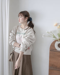 Embroidery Lily Top  花朵刺繡印花衛衣/ TP9196