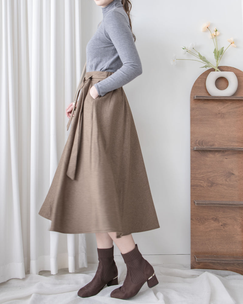 Knot Skirt 高腰口袋綁帶A字裙 / SK8916