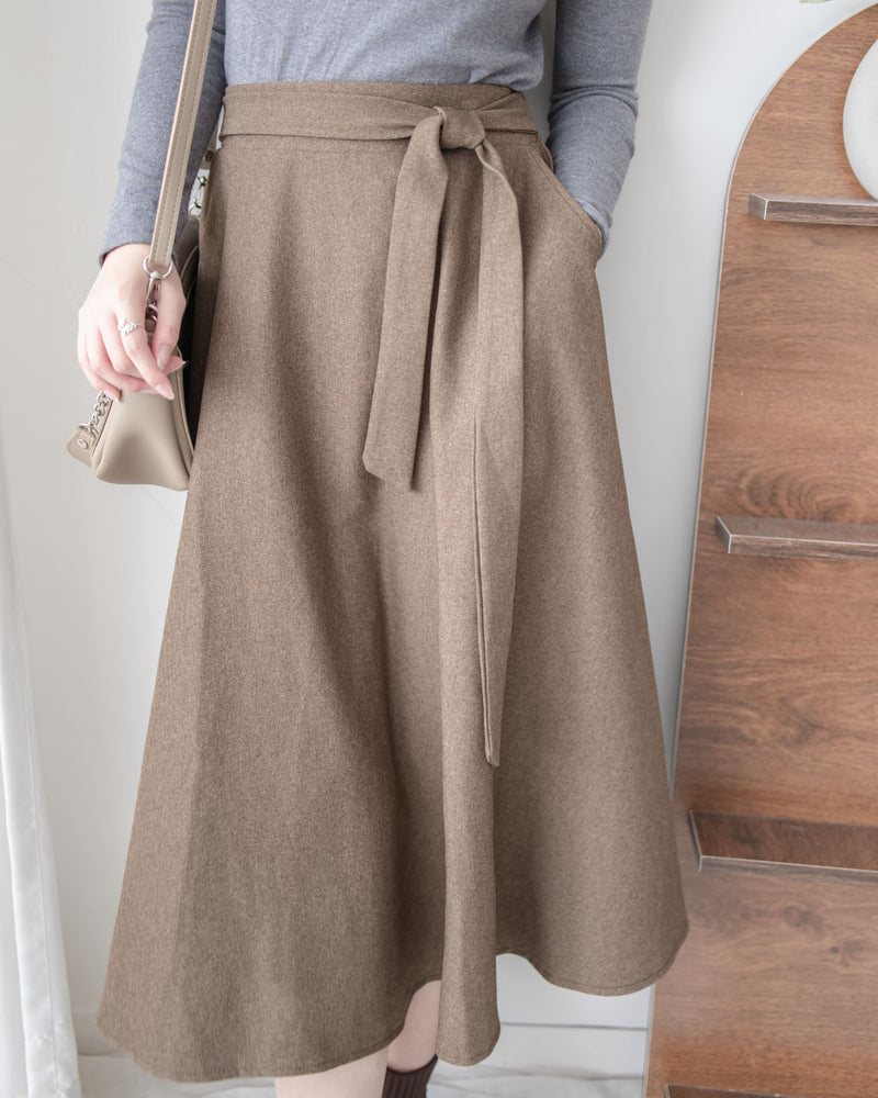 Knot Skirt 高腰口袋綁帶A字裙 / SK8916