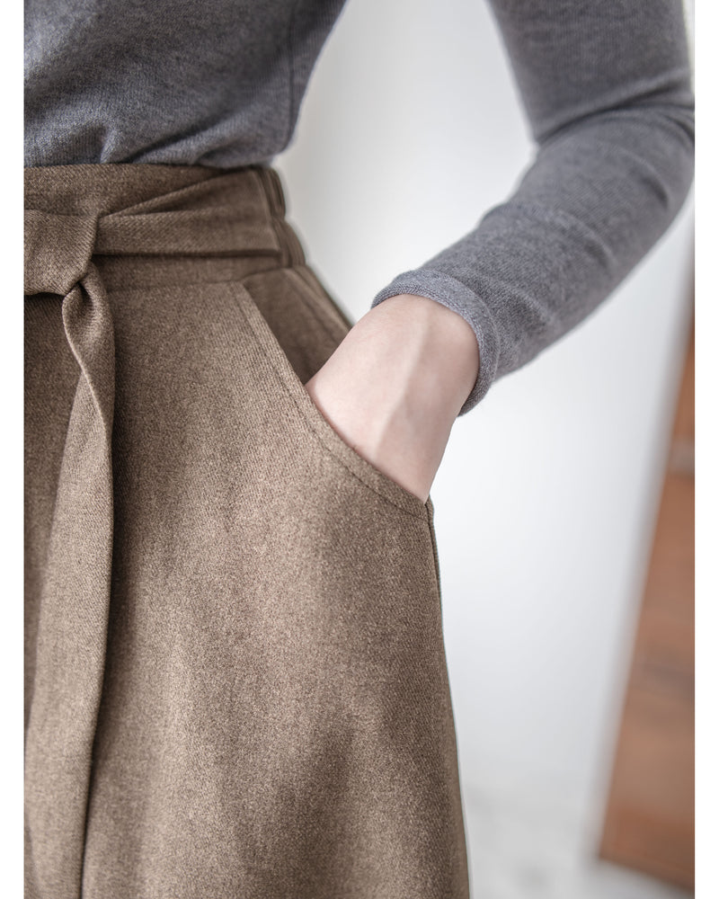 Knot Skirt 高腰口袋綁帶A字裙 / SK8916