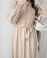 Braid Dress 麻花紋針織背心假兩件連身裙/ DS1025