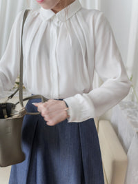 Round Edge Chiffon Blouse 圓角細領口雪紡上衣/ BU9088