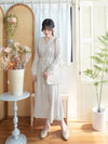 Branches Dress 花枝印花疊V領修腰連身裙/ DS9809