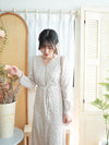 Branches Dress 花枝印花疊V領修腰連身裙/ DS9809