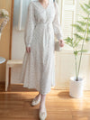 Branches Dress 花枝印花疊V領修腰連身裙/ DS9809
