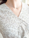 Branches Dress 花枝印花疊V領修腰連身裙/ DS9809