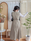 Vest dress 剛剛好V領配腰帶修腰背心裙/ DS9808 (beige sold out)