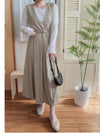 Vest dress 剛剛好V領配腰帶修腰背心裙/ DS9808 (beige sold out)