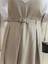Vest dress 剛剛好V領配腰帶修腰背心裙/ DS9808 (beige sold out)