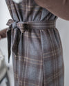 Check Set 後交叉帶吊帶格紋連身裙 （一Set兩件）/SE8096