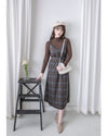 Check Set 後交叉帶吊帶格紋連身裙 （一Set兩件）/SE8096