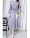 Lavender Pleated Dress 淡薰衣草搖曳波浪百褶連身裙 / DS1032