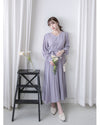 Lavender Pleated Dress 淡薰衣草搖曳波浪百褶連身裙 / DS1032